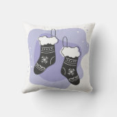 独自の紫色のストッキングクリスマスを作成 クッション (裏面)