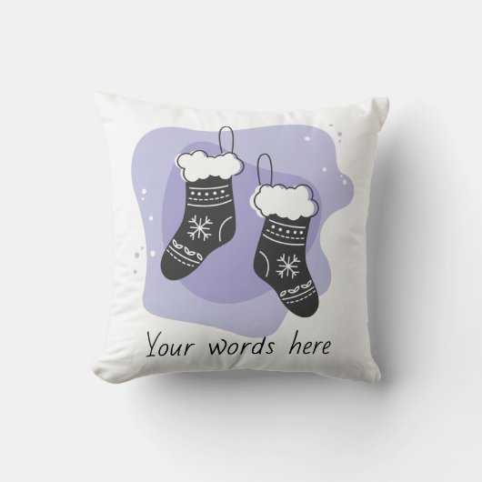 独自の紫色のストッキングクリスマスを作成 クッション (正面)