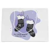 独自の紫色のストッキングクリスマスを作成 ラージペーパーバッグ (正面)