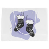 独自の紫色のストッキングクリスマスを作成 ラージペーパーバッグ (裏面)