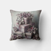 独自の紫色のバラプレゼントの作成 クッション (裏面)