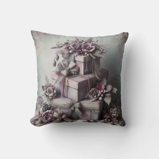 独自の紫色のバラプレゼントの作成 クッション (正面)