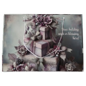 独自の紫色のバラプレゼントの作成 ラージペーパーバッグ (正面)