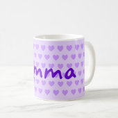 独自の紫色のパーソナライズされたハートパターンを作成 コーヒーマグカップ (正面右)