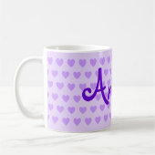 独自の紫色のパーソナライズされたハートパターンを作成 コーヒーマグカップ (左)