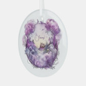 独自の紫色のファンタジー景観を作成 ガラスオーナメント (正面左)