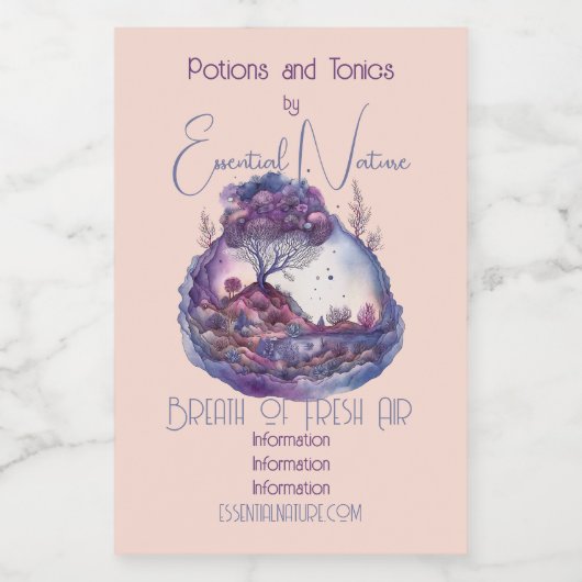 独自の紫色のファンタジー景観を作成 フードラベル (シングルラベル)