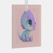 独自の紫色のベビードラゴンを作成 ガラスオーナメント (正面右)