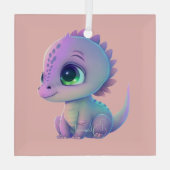 独自の紫色のベビードラゴンを作成 ガラスオーナメント (裏面)