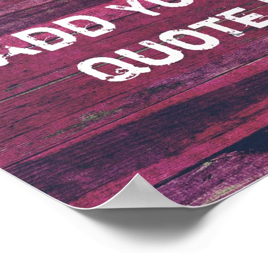 独自の紫色のヴィンテージ木材の引用文ポスターの作成 ポスター (角)