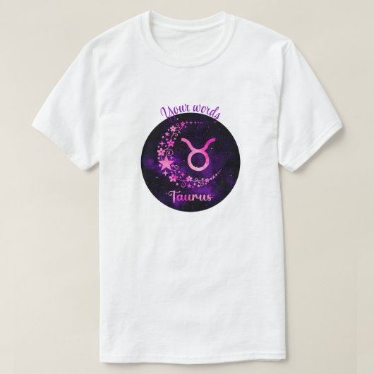 独自の紫色の天のタウロス〔占星術の〕十二宮図を作成 Tシャツ (デザイン正面)