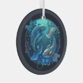 独自の紫色の天の魚座を作成〔占星術の〕十二宮図 ガラスオーナメント (正面右)