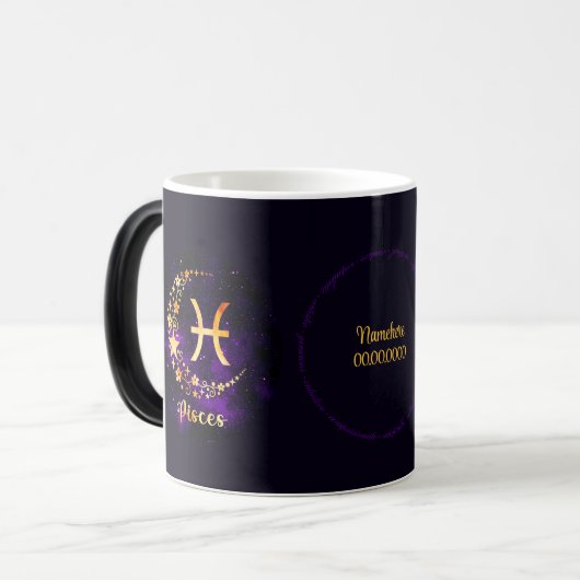 独自の紫色の天の魚座を作成〔占星術の〕十二宮図 モーフィングマグカップ (正面左)