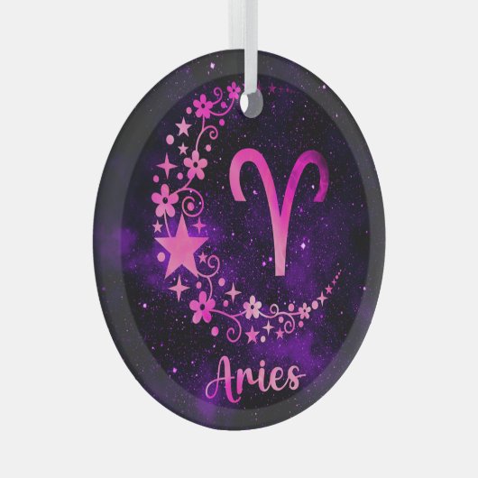 独自の紫色の天体を作成〔占星術の〕十二宮図 ガラスオーナメント (正面右)