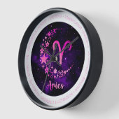 独自の紫色の天体を作成〔占星術の〕十二宮図 壁時計 (傾斜)