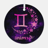 独自の紫色の天体ジェミニ〔占星術の〕十二宮図を作成 ガラスオーナメント (裏面)
