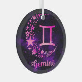独自の紫色の天体ジェミニ〔占星術の〕十二宮図を作成 ガラスオーナメント (正面右)