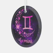 独自の紫色の天体ジェミニ〔占星術の〕十二宮図を作成 ガラスオーナメント (正面左)