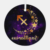 独自の紫色の天体射手座を作成 ガラスオーナメント (裏面)