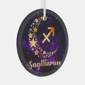 独自の紫色の天体射手座を作成 ガラスオーナメント (正面右)