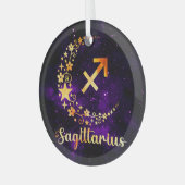独自の紫色の天体射手座を作成 ガラスオーナメント (正面左)
