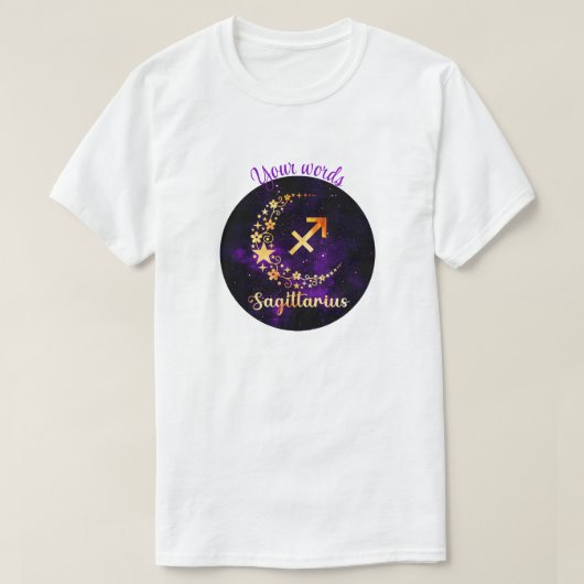 独自の紫色の天体射手座を作成 Tシャツ (デザイン正面)