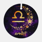 独自の紫色の天秤座の作成〔占星術の〕十二宮図 ガラスオーナメント (裏面)