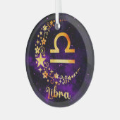 独自の紫色の天秤座の作成〔占星術の〕十二宮図 ガラスオーナメント (正面左)