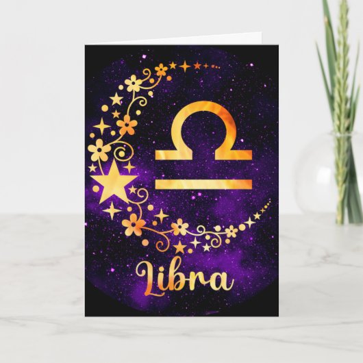 独自の紫色の天秤座の作成〔占星術の〕十二宮図 シーズンカード (正面)