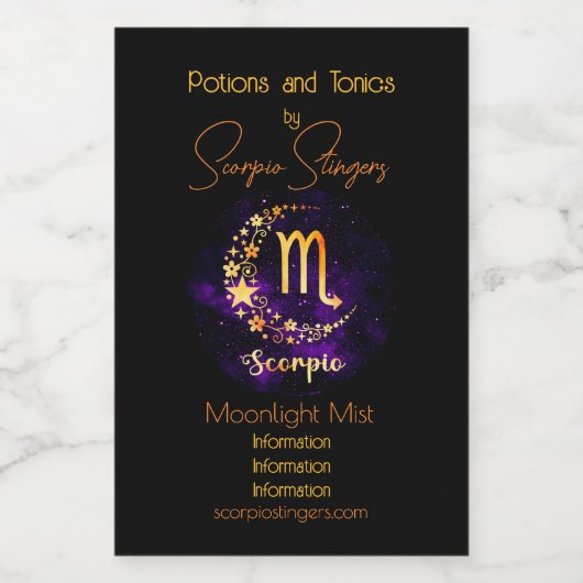 独自の紫色の天空の蠍座〔占星術の〕十二宮図を作成 ワインラベル (シングルラベル)