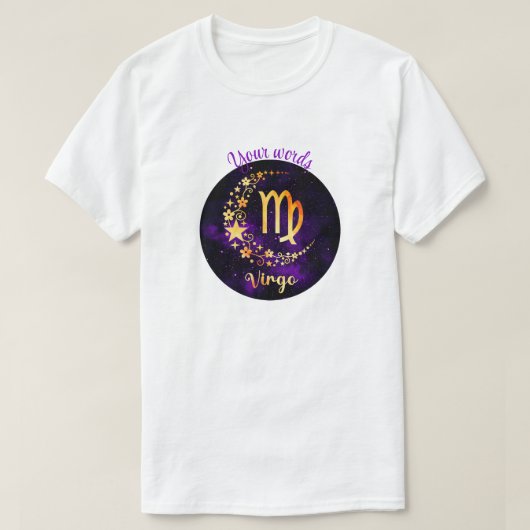 独自の紫色の天空の《星座》乙女座〔占星術の〕十二宮図を作成 Tシャツ (デザイン正面)