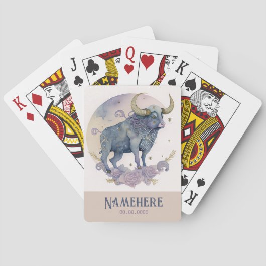 独自の紫色の水の色を作成Taurus〔占星術の〕十二宮図 トランプ (裏面)