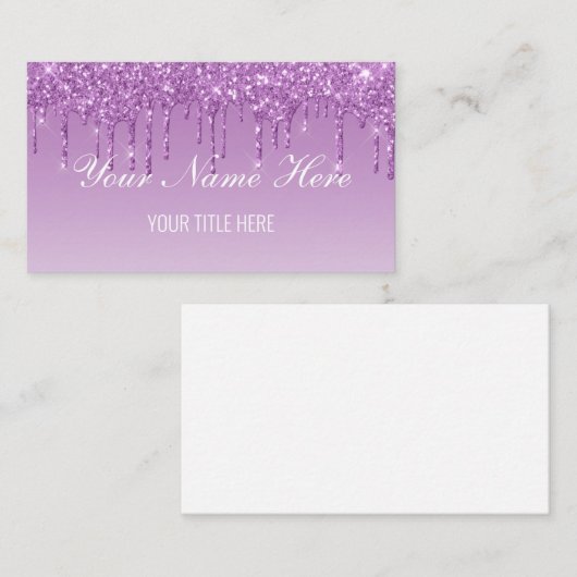 独自の紫色の滴下グリッターの作成 名刺 (正面/裏面)