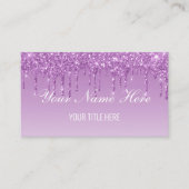 独自の紫色の滴下グリッターの作成 名刺 (正面)