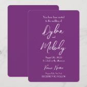 独自の紫色の結婚作成 招待状 (正面/裏面)
