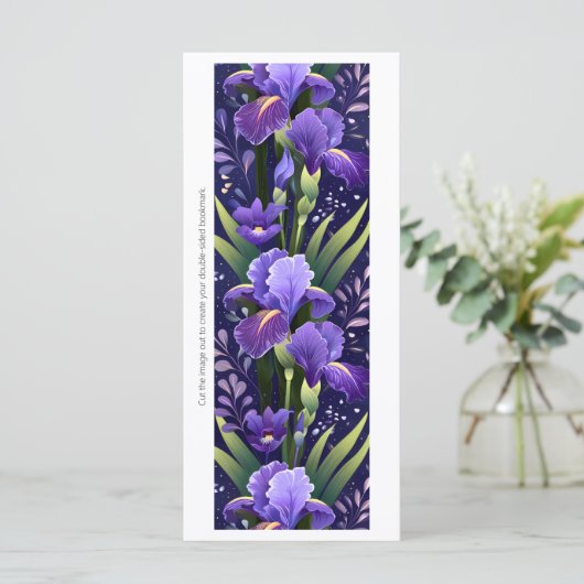 独自の紫色の絵を描アイリスブックマークカードを作成する (スタンド正面)