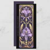 独自の紫色の花のアールデコブックマークを作成 (正面/裏面)