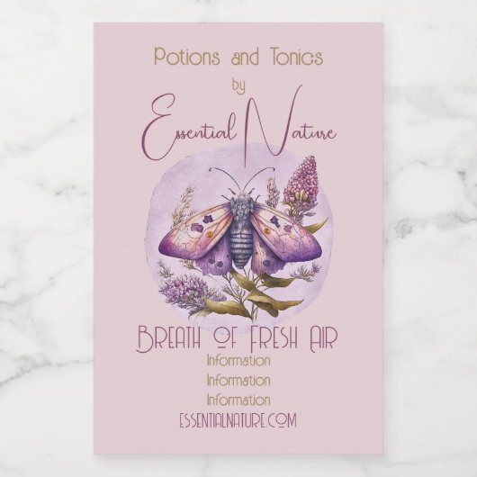 独自の紫色の蛾と野生の花を作成する フードラベル (シングルラベル)