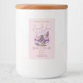 独自の紫色の蛾と野生の花を作成する フードラベル (正面)