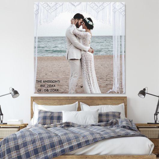 独自の結婚式の写真を作成する名前の追加日付 キャンバスプリント (インサイチュ (寝室))