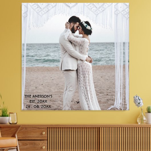 独自の結婚式の写真を作成する名前の追加日付 キャンバスプリント (インサイチュ (リビング))