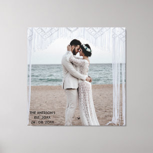 独自の結婚式の写真を作成する名前の追加日付 キャンバスプリント
