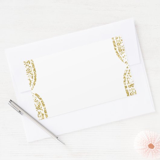 独自の結婚式の引き出物/ギフトの作成 – 金ゴールドアウトライン 長方形シール (封筒)