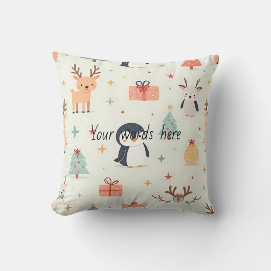 独自の緑のかわいいの作成クリスマス動物 クッション (正面)
