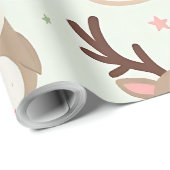 独自の緑のかわいいを作成する友達の動物 ラッピングペーパー (ロールコーナー)