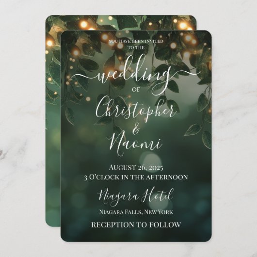 独自の緑のとライトを作離れ成 招待状 (正面/裏面)