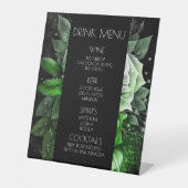 独自の緑のバラとドリンク葉メニューの作成 台座サイン (正面)