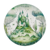 独自の緑のファンタジー城の風景を作成 カッティングボード (正面)