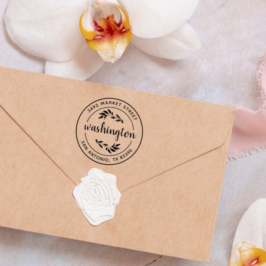 独自の緑のラウンド素朴差出人住所の作成 セルフインキングスタンプ