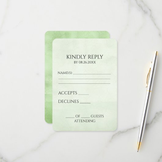 独自の緑のヴィンテージかわいらしテクスチャを作成 出欠カード (正面/裏面インサイチュ)